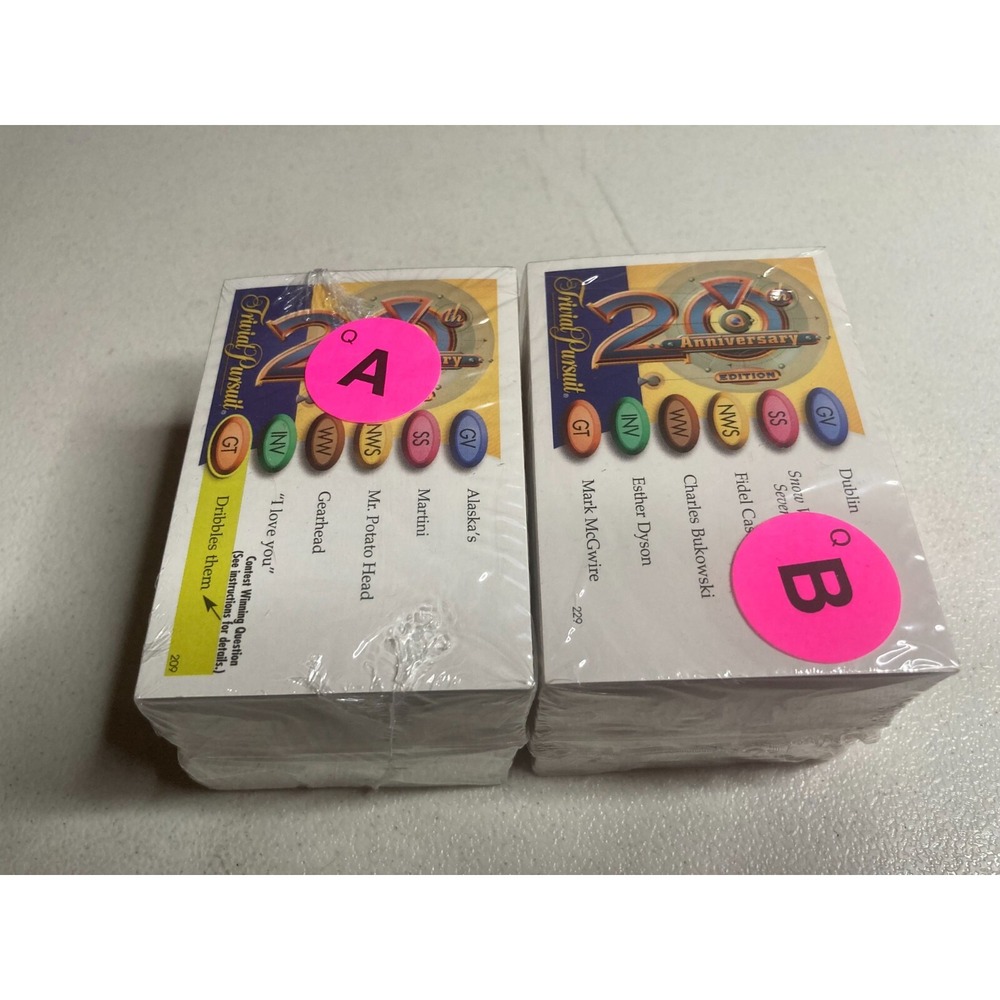 Trivial Pursuit 20th Anniversary Edition Two New Packs of Trivia Cards A and B